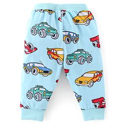 Babyhug Cotton Full Length Lounge Pants Car Print Pack of 3 - Blue