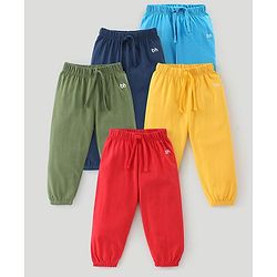 Babyhug Cotton Jersey Knit Full Length Solid Lounge Pants Pack of 5 - Multicolour