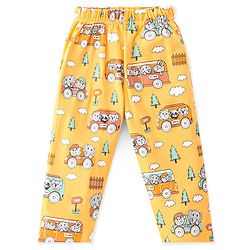 Babyhug Interlock Knit Full Sleeves Night Suit Jungle Animals Printed - Yellow