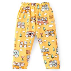 Babyhug Interlock Knit Full Sleeves Night Suit Jungle Animals Printed - Yellow