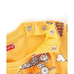 Babyhug Interlock Knit Full Sleeves Night Suit Jungle Animals Printed - Yellow