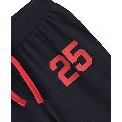 Babyhug Cotton Jersey Knit Full Length Lounge Pant Numeric Print Solid Color - Navy Blue