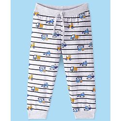 Babyhug Cotton Jersey Knit Full Length Lounge Pant JCB Printed - Grey