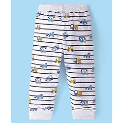 Babyhug Cotton Jersey Knit Full Length Lounge Pant JCB Printed - Grey