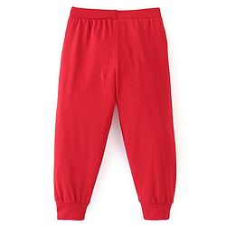 Babyhug Cotton Full Length Lounge Pant with Placement Print - Red