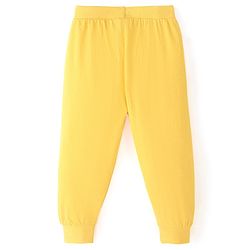 Babyhug Cotton Knit Full Length Lounge Pant with Panda Placement Print - Yellow