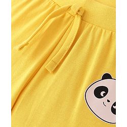 Babyhug Cotton Knit Full Length Lounge Pant with Panda Placement Print - Yellow