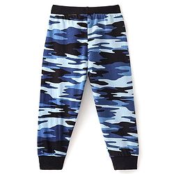 Babyhug Cotton Jersey Knit Full Length Camo Printed Lounge Pant - Blue
