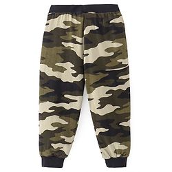 Babyhug Cotton Jersey Full Length Lounge Pant With Camouflage Print - Cream Green & Black