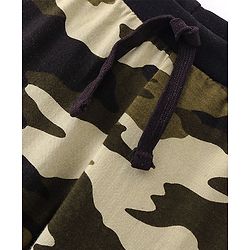Babyhug Cotton Jersey Full Length Lounge Pant With Camouflage Print - Cream Green & Black