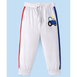 Babyhug Cotton Jersey Knit Full Length Lounge Pant Car Printed - Grey