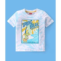 Babyhug Knitted Half Sleeves T-Shirt Dino Graphics - White