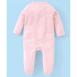 Babyhug Cotton Interlock Knit Footed Sleepsuit Elephant Print - Pink