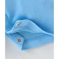 Babyhug Cotton Knit Dungaree with Striped Inner Tee & Teddy Applique - Blue