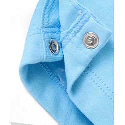 Babyhug Cotton Knit Dungaree with Striped Inner Tee & Teddy Applique - Blue
