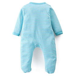Babyhug Interlock Cotton Knit Full Sleeves Striped & Bear Print  Sleep Suit- Yellow