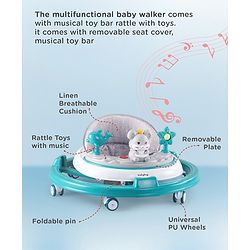 Babyhug Permium Multifunctional 360 Baby Walker with 2 Level Height Adjustment & Musical Play Tray Cum Feeding Tray