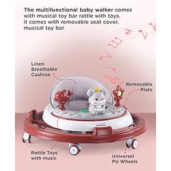 Babyhug Permium Multifunctional 360 Baby Walker with 2 Level Height Adjustment & Musical Play Tray Cum Feeding Tray