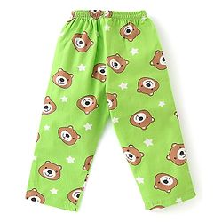 Babyhug Cotton Knit Full Sleeves Night Suit With Teddy Print - Green