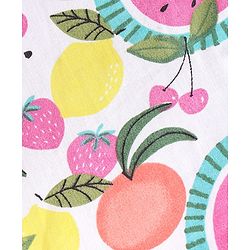 Babyhug Woven Full Sleeves Night Suit Fruits Printed - White & Pink