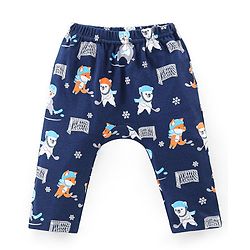 Babyhug Cotton Knit Full Length Bear Print Diaper Pants Pack of 3 - Multicolour