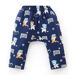 Babyhug Cotton Knit Full Length Bear Print Diaper Pants Pack of 3 - Multicolour