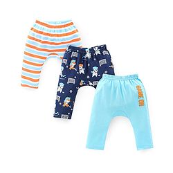 Babyhug Cotton Knit Full Length Bear Print Diaper Pants Pack of 3 - Multicolour