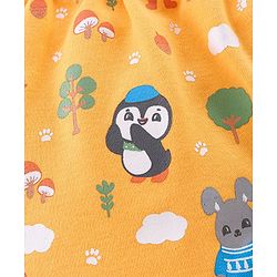 Babyhug Cotton Knit Full Length Penguin Print Diaper Pants Pack of 3 - Multicolour