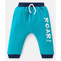 Babyhug Cotton Full Length Dino Printed Diaper Pants Pack of 2 - Blue & White