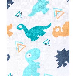 Babyhug Cotton Full Length Dino Printed Diaper Pants Pack of 2 - Blue & White