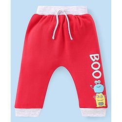 Babyhug Cotton Full Length Monster Printed Diaper Pants Pack of 2 - Red & Grey