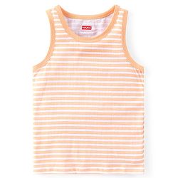 Babyhug 100% Cotton Knit Antibacterial Sleeveless Sando With Striped & Tiger Print Pack of 3 - Green Orange & Blue
