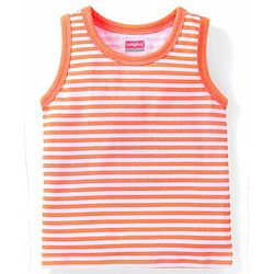 Babyhug 100 % Cotton Antibacterial Sleeveless Striped & Shark Printed Sando Pack of 5 - Blue & Orange