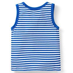 Babyhug 100 % Cotton Antibacterial Sleeveless Striped & Shark Printed Sando Pack of 5 - Blue & Orange