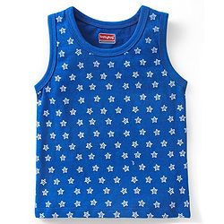 Babyhug 100 % Cotton Antibacterial Sleeveless Striped & Shark Printed Sando Pack of 5 - Blue & Orange