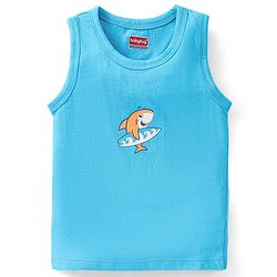 Babyhug 100 % Cotton Antibacterial Sleeveless Striped & Shark Printed Sando Pack of 5 - Blue & Orange