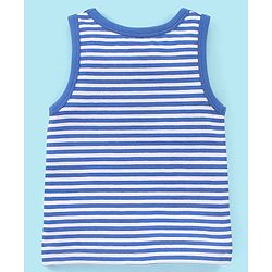 Babyhug 100% Cotton Antibacterial Sando With Dino Print Set Of 3 - White Blue & Red