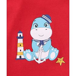 Babyhug 100% Cotton Antibacterial Sando With Dino Print Set Of 3 - White Blue & Red