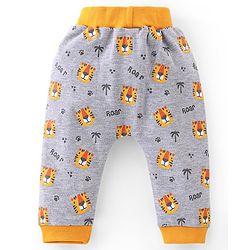 Babyhug Cotton Knit Full Length Tiger Print Diaper Pants Pack of 2 - Yellow & Grey