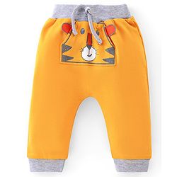 Babyhug Cotton Knit Full Length Tiger Print Diaper Pants Pack of 2 - Yellow & Grey