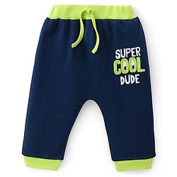 Babyhug Cotton Full Length Diaper Pants Text Print Pack of 2- Blue & Green