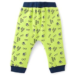 Babyhug Cotton Full Length Diaper Pants Text Print Pack of 2- Blue & Green