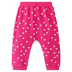 Babyhug Cotton Interlock Knit Full Length Diaper Legging Heart Print - Pink
