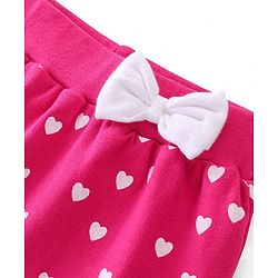 Babyhug Cotton Interlock Knit Full Length Diaper Legging Heart Print - Pink