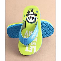 Cute Walk by Babyhug Slip On Flip Flops with Panda Print- Green