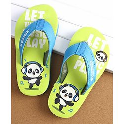 Cute Walk by Babyhug Slip On Flip Flops with Panda Print- Green