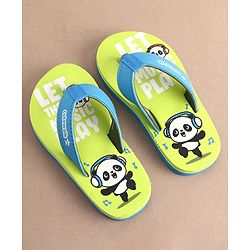 Cute Walk by Babyhug Slip On Flip Flops with Panda Print- Green