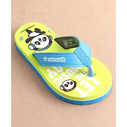 Cute Walk by Babyhug Slip On Flip Flops with Panda Print- Green