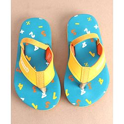 Cute Walk by Babyhug Slip On Flip Flops with Numeric Print- Blue