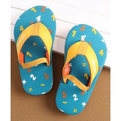 Cute Walk by Babyhug Slip On Flip Flops with Numeric Print- Blue
